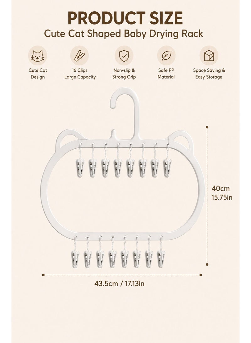 2 Pcs Baby Clothes Drying Rack with Clips, Cute Cat Ear Hanging Laundry Rack, Baby-Safe Sock Drying Hanger with Strong Non-Slip Clips for Socks, Bibs, Underwear, Hats & Baby Essentials - Image 5