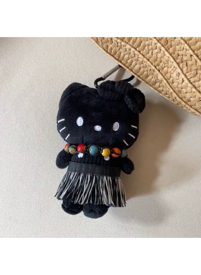 Generic - Hawaiian Black Kt Pendant Anniversary Limited Grass Skirt Love Girl Keychain Cute Pure Black Plush Doll-Specifications:Pure Black Fragrance - Image 1