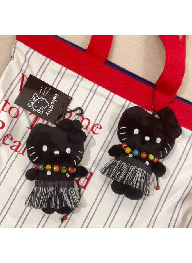 Generic - Hawaiian Black Kt Pendant Anniversary Limited Grass Skirt Love Girl Keychain Cute Pure Black Plush Doll-Specifications:Pure Black Fragrance - Image 1