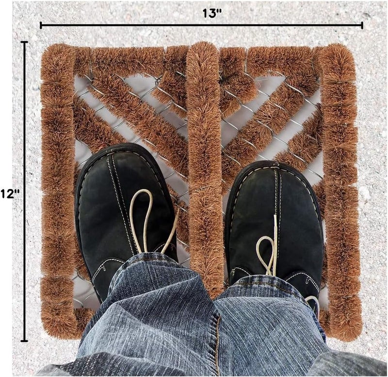 NINAMAR Natural Coir Boot Scraper Door Mat - 13 x 12 inch - 2 Pack - Image 3