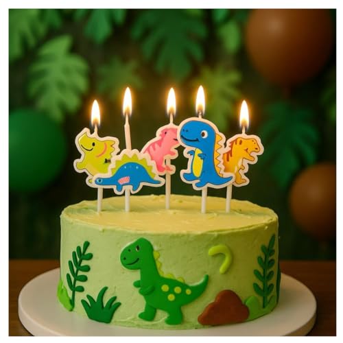 Wanna Party Dinosaur Theme Birthday Decoration-Dinosaur Theme Candles Set for Kids Birthday Celebration & Cake- Cup Cake Decoration - Image 1