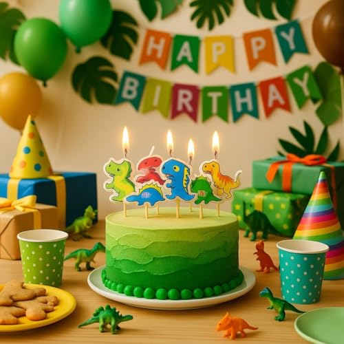 Wanna Party Dinosaur Theme Birthday Decoration-Dinosaur Theme Candles Set for Kids Birthday Celebration & Cake- Cup Cake Decoration - Image 5