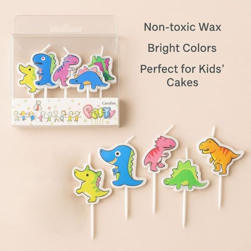 Wanna Party Dinosaur Theme Birthday Decoration-Dinosaur Theme Candles Set for Kids Birthday Celebration & Cake- Cup Cake Decoration - Image 3