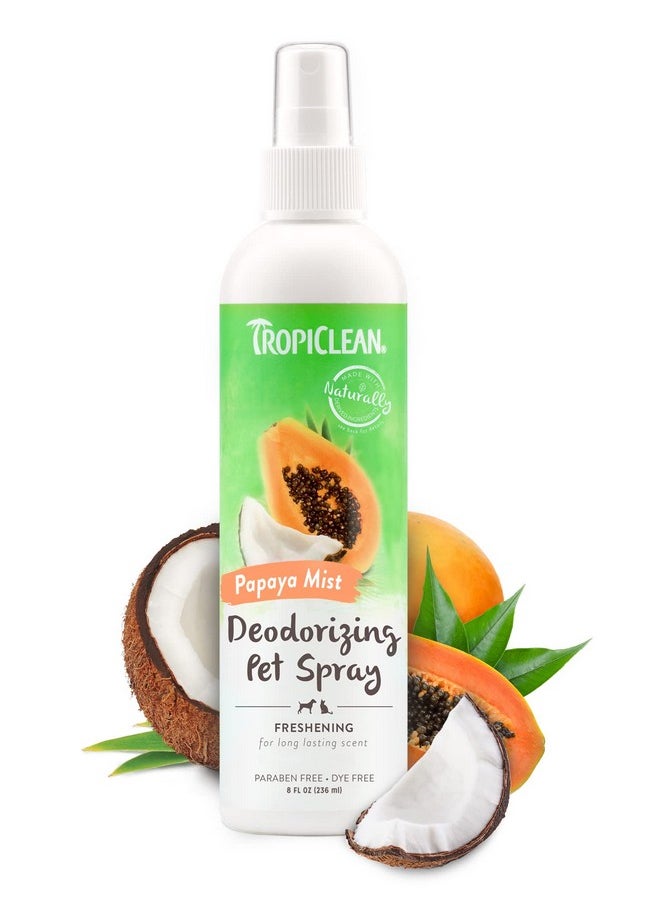 TropiClean Papaya Dog Perfume Spray Long Lasting | Naturally Derived Odor Removing Dog Deodorizing Spray | Cat Friendly | Made In Usa | 8 Oz.  - Image 1
