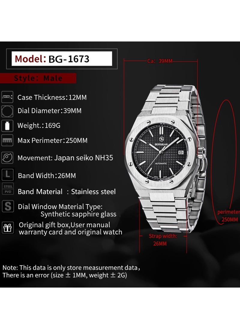 BERSIGAR - Bersigar BG-1673 Allegro Luxury Design Stainless Steel Automatic Water Resistant Watch - Image 1