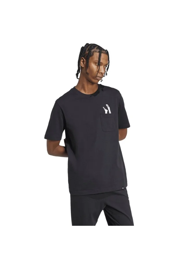 اديداس adidas M L SLIDE PKT T Black Training T-SHIRTS for Men - XS