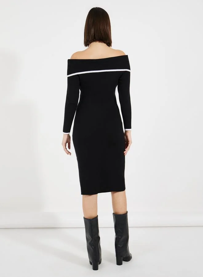 Styli Off-Shoulder Knit Dress