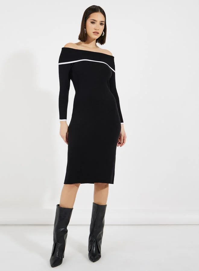 Styli Off-Shoulder Knit Dress