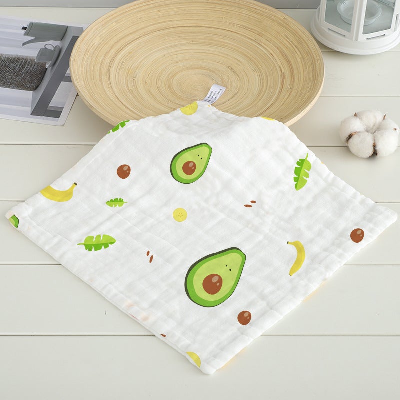 منشفة مربعة من قطن الجاز عالية الكثافة بست طبقات للأطفال نوع أ مطبوعة منشفة أطفال منشفة لعاب قطنية نقية - Image 1