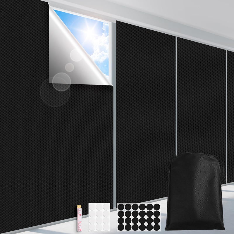 FADOTY 100 Blackout Blinds 79 x 57 Travel Blackout Window Shades Portable Blackout Window Cover for Nursery Bedroom Dorm Room No Drill Window Privacy Film Light  UV Block for House