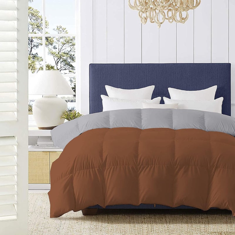 Indian Kingdom Indian Kingdom 500 GSM Winter Proof Comforter Premium Collection Quilted Revesible Comforter 92 x 106 Inches233cm x 269cm King Size ComforterSilverChocolate Brown 