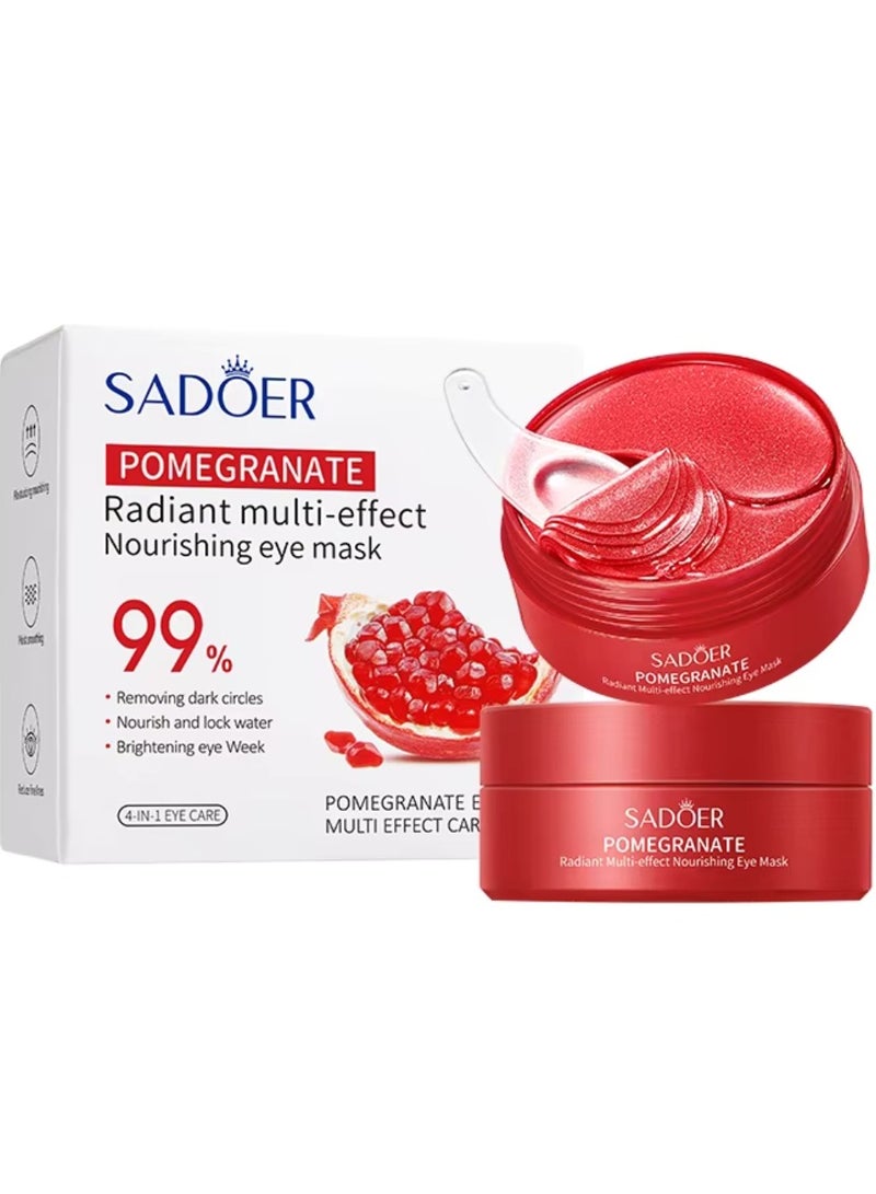 SADOER Pomegranate Radiant Multi Effect Nourishing Eye Mask For Firming Eye Skin Eye Masks Eye Gel Pads Brightening Soothing Moisturizing Gel Mask Pomegranate Essence Under Eye Patches - Image 1
