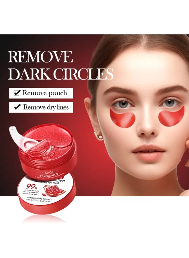 SADOER Pomegranate Radiant Multi Effect Nourishing Eye Mask For Firming Eye Skin Eye Masks Eye Gel Pads Brightening Soothing Moisturizing Gel Mask Pomegranate Essence Under Eye Patches - Image 3