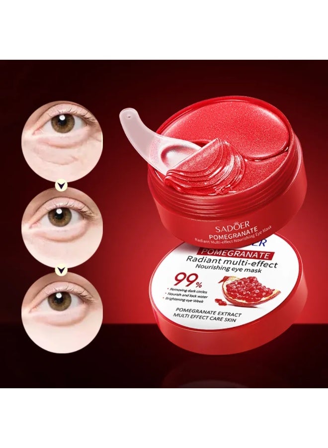 SADOER Pomegranate Radiant Multi Effect Nourishing Eye Mask For Firming Eye Skin Eye Masks Eye Gel Pads Brightening Soothing Moisturizing Gel Mask Pomegranate Essence Under Eye Patches - Image 2