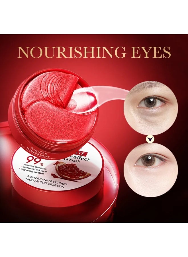 SADOER Pomegranate Radiant Multi Effect Nourishing Eye Mask For Firming Eye Skin Eye Masks Eye Gel Pads Brightening Soothing Moisturizing Gel Mask Pomegranate Essence Under Eye Patches - Image 4