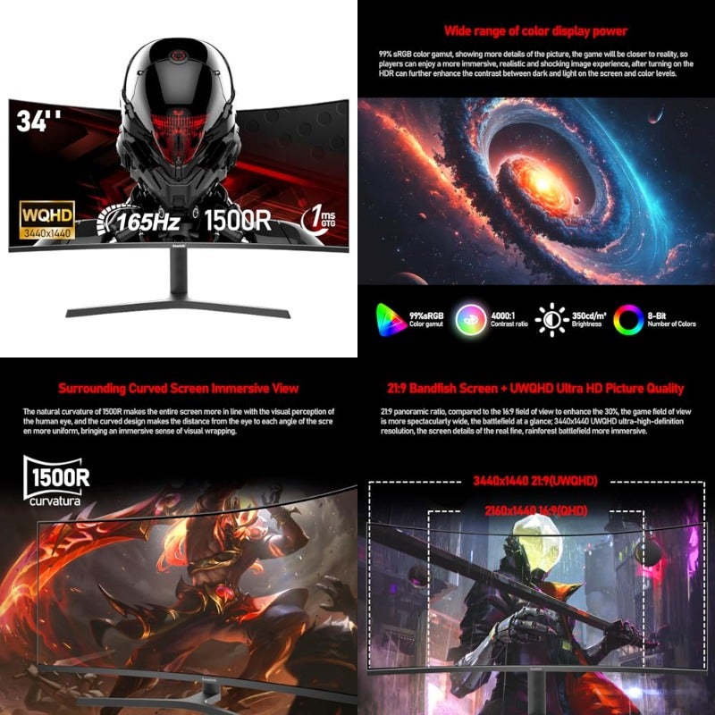 Generic Generic Curved Ultrawide Uwqhd Gaming Monitor 34 inch Z3EE1F11659D1C7DD4F6BZ