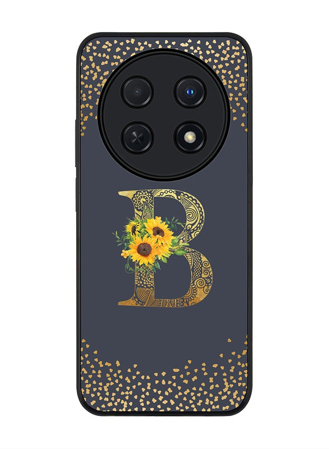 Stylizedd Rugged Black edge case for Huawei nova 12i 4G, Slim fit Flexible Thin Cover - Custom Monogram Initial Letter Floral Pattern Alphabet - B  (Grey ) - Image 1