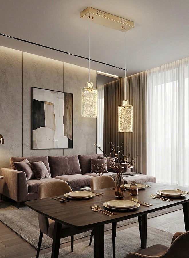 BUY4LESS -  Modern Lighting, Double pendent, Light, Perfume Luxury LED, Gold Color, 30x8x100 cm, Suitable for bedroom and living room, Adjustable height - Image 2