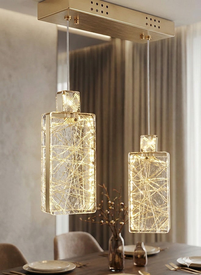 BUY4LESS -  Modern Lighting, Double pendent, Light, Perfume Luxury LED, Gold Color, 30x8x100 cm, Suitable for bedroom and living room, Adjustable height - Image 3