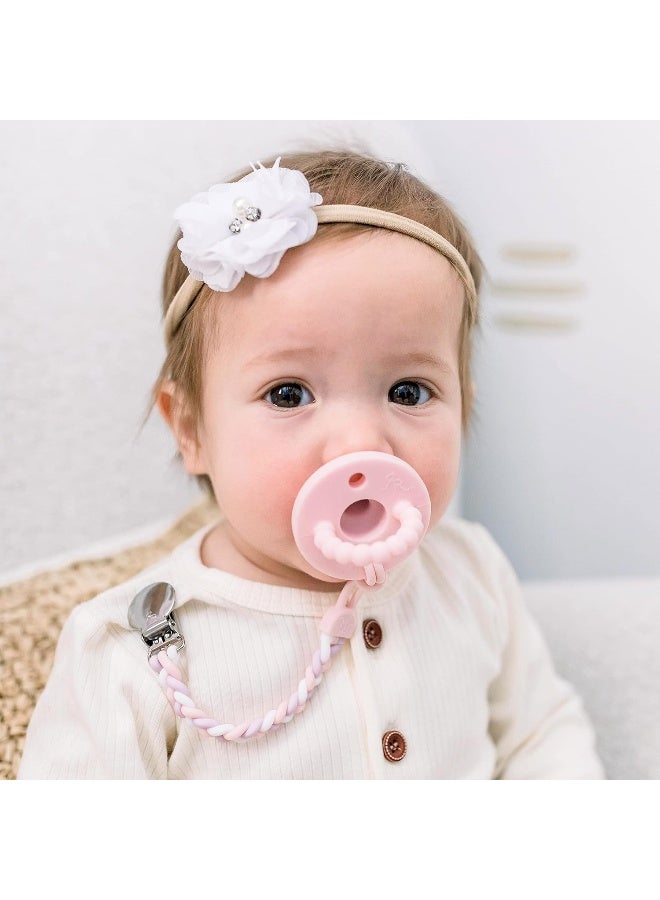 Ryan & Rose Cutie Clip Braiden Pacifier Clip - Braided Silicone (Dollhouse) - Image 4