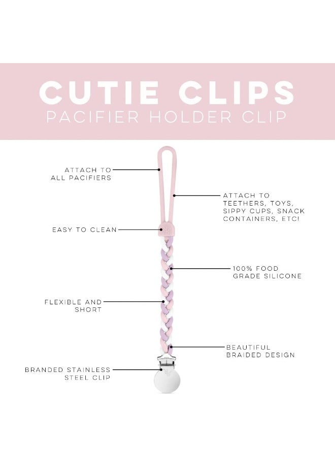 Ryan & Rose Cutie Clip Braiden Pacifier Clip - Braided Silicone (Dollhouse) - Image 2