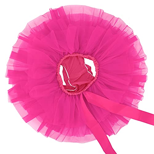 BGFKS Baby Girls Soft Fluffy Tutu Skirt with Diaper Cover,Toddler Girl Tutu Skirt Sets with Flower Headband. Hot Pink - Image 3
