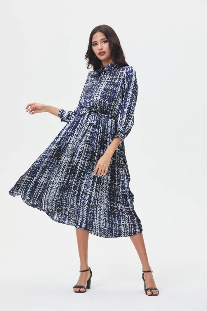 Tenda Printed Shirred Midi Dress
