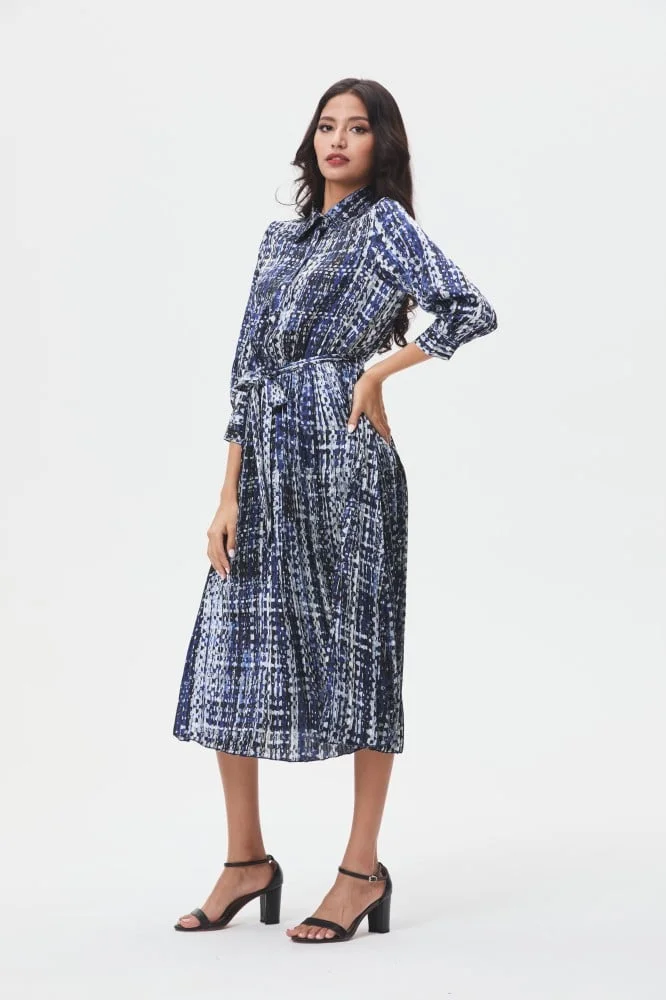 Tenda Printed Shirred Midi Dress