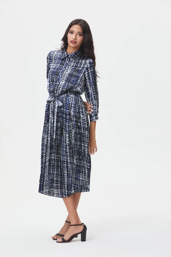 Tenda Printed Shirred Midi Dress