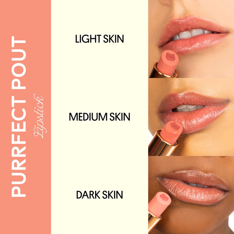 Winky Lux Purrfect Pout - Semi Sheer Creamy Lipstick With Jojoba Oil and Vitamin E, Subtle Nude Natural Pawsh - Image 4