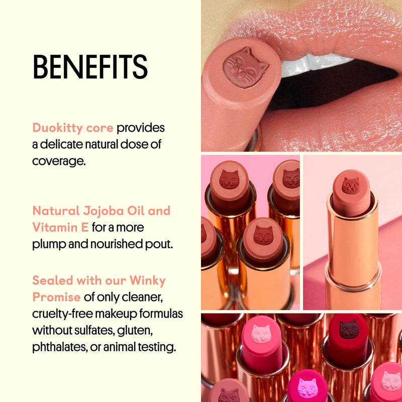 Winky Lux Purrfect Pout - Semi Sheer Creamy Lipstick With Jojoba Oil and Vitamin E, Subtle Nude Natural Pawsh - Image 3