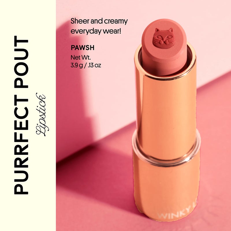 Winky Lux Purrfect Pout - Semi Sheer Creamy Lipstick With Jojoba Oil and Vitamin E, Subtle Nude Natural Pawsh - Image 2
