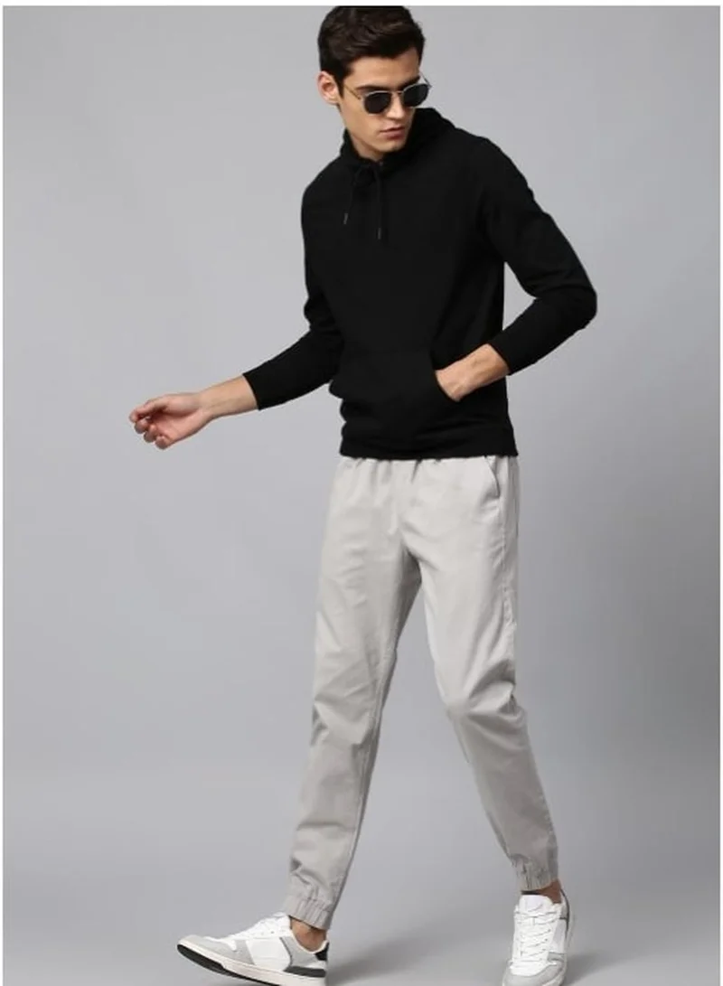 دينيس لينغو سويت شيرت رجالي أسود بقصة عادية - بولي قطن، سادة، بغطاء رأس، أكمام كاملة، مظهر كاجوال