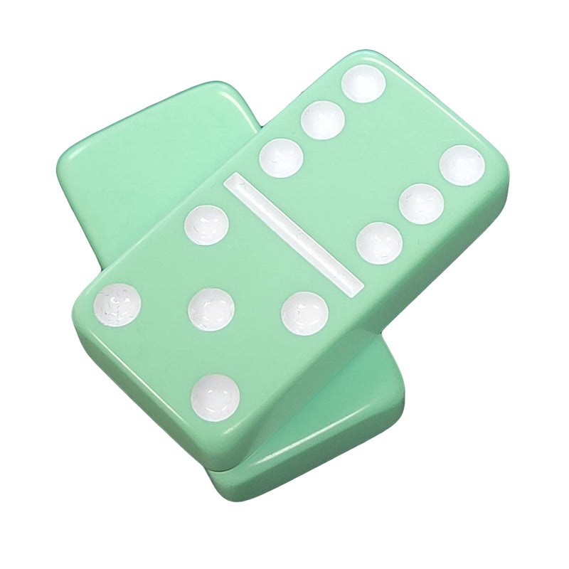 Marion & Co. Domino Double 6 Pastel Mint Green Acrylic Jumbo Tournament Professional Size in Elegant Black Velvet Bag - Image 3
