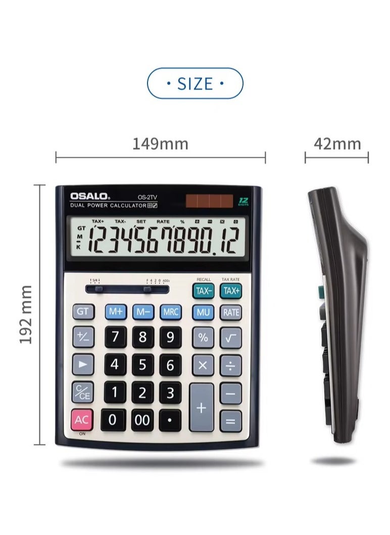 OSALO - Calculator,Desk Calculator With Large Display,Big Button Office Calculators,Smart Calculators,Tax Rate Calculator,Financial Accounting Calculator,Solar Calculator - Image 1