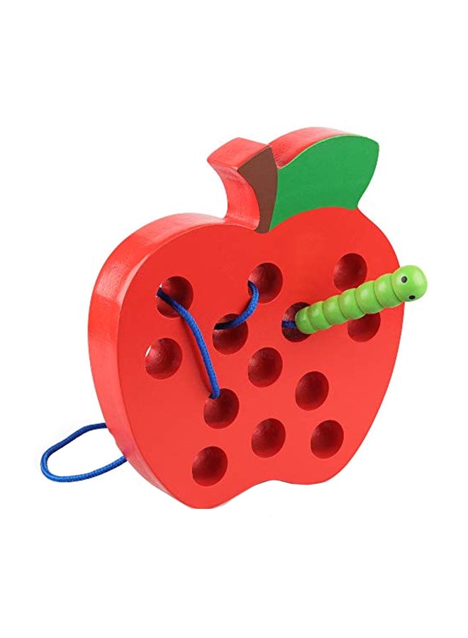 Wooden Lacing Apple Puzzle Threading Toy - Image 1