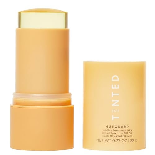 LIVE TINTED Live Tinted Hueguard Invisible Sunscreen Stick SPF 50 Waterproof Sweatproof Body and Face Sun screen Stick Roll On Sun Screen No White Cast  Hydrating Tinted Sunscreen Reef Friendly 077oz22g 