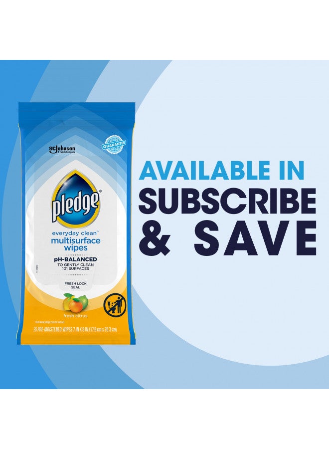 Pledge Everyday Clean Multisurface Wipes, Fresh Citrus, 25 Wipes, 3 ct - Image 4