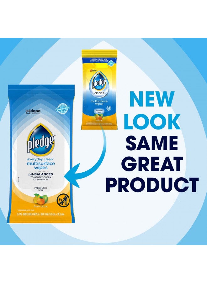 Pledge Everyday Clean Multisurface Wipes, Fresh Citrus, 25 Wipes, 3 ct - Image 3