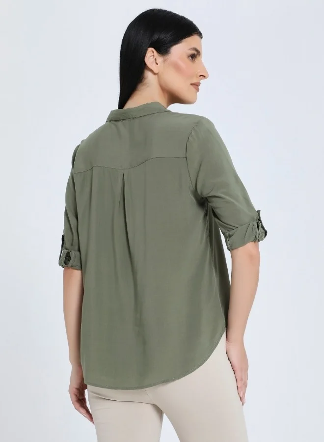هايليز Olive Roll-Up Sleeve Blouse