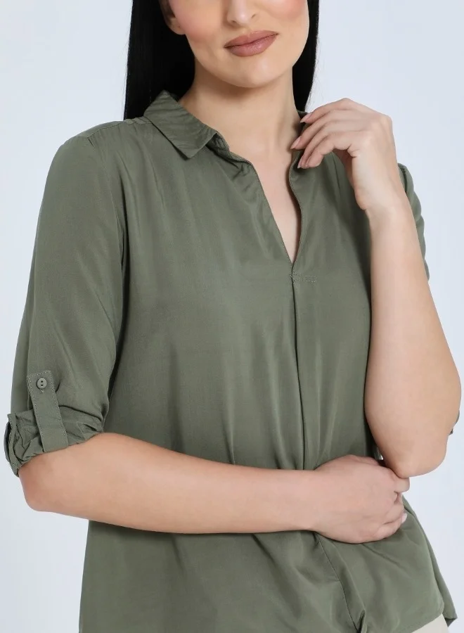 هايليز Olive Roll-Up Sleeve Blouse