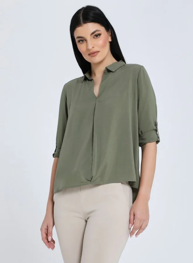 هايليز Olive Roll-Up Sleeve Blouse