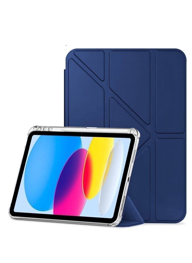 JAJEEK Apple iPad 2025 (11th Generation) A16 10.9 inch Symmetry 360 Smart Folio Series Auto Awake/Auto Sleep Leather Texture and Transparent Back with Pen Holder Case Cover - Navy Blue - Image 2