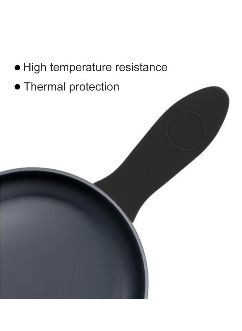 2Pcs Non-Slip Silicone Hot Handle Holder Pot Iron Grip Sleeve Cover for Kitchen Home,Black  - Image 4