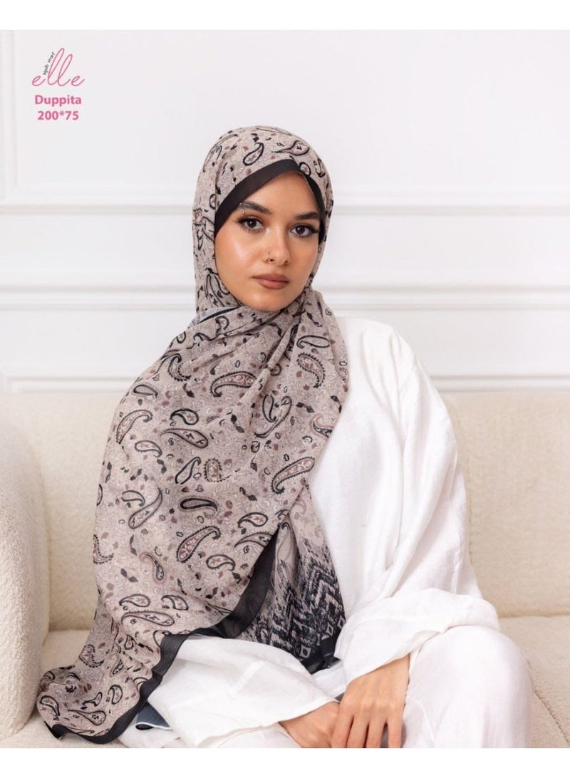 Luxury Digital Duppata Islamic Hijab Scarf for Women – Elegant Veil for Occasions & Daily Wear | Size 200 × 75 cm