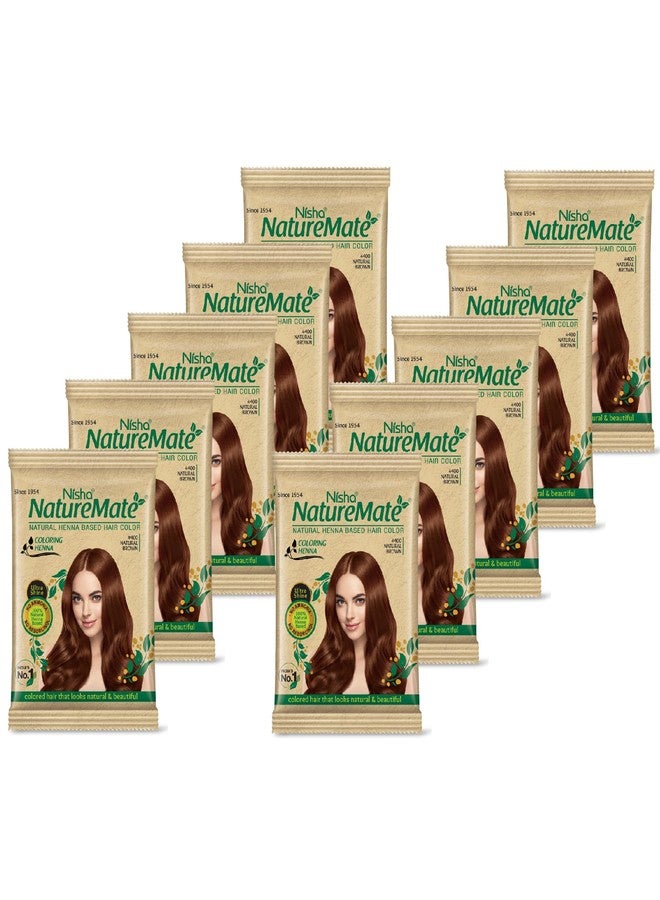 Nisha Nature Mate Henna-Based Hair Color Powder 10g Sachet Pack of 10 - Natural Brown | No Ammonia, No Harmful Chemicals | Ideal for Healthy, Long-Lasting Hair Color