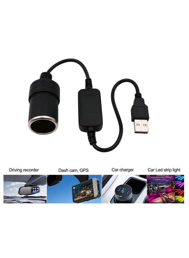 USB A Male to 12V Car Lighting Charger Socket Female Step-Up Converter Cable Inverter for Lighters Driving Recorder ETC GPS E-Dog and More 8W - Image 3