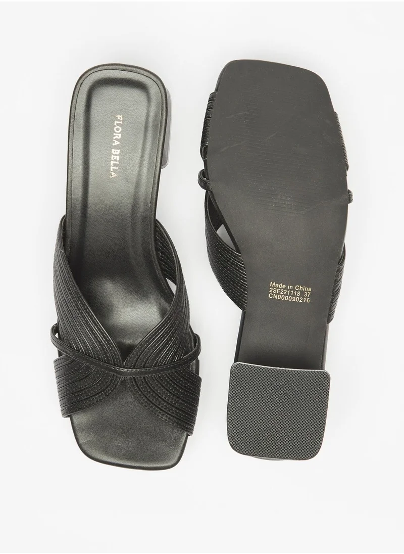 فلورا بيلا Textured Slip-On Sandals with Block Heels