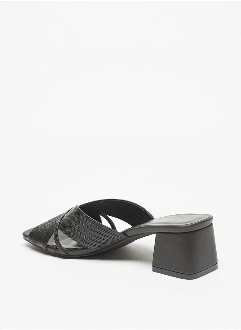 Flora Bella - Textured Slip-On Sandals with Block Heels - Image 1