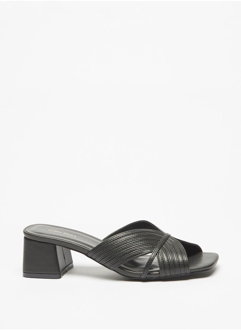 Flora Bella - Textured Slip-On Sandals with Block Heels - Image 1